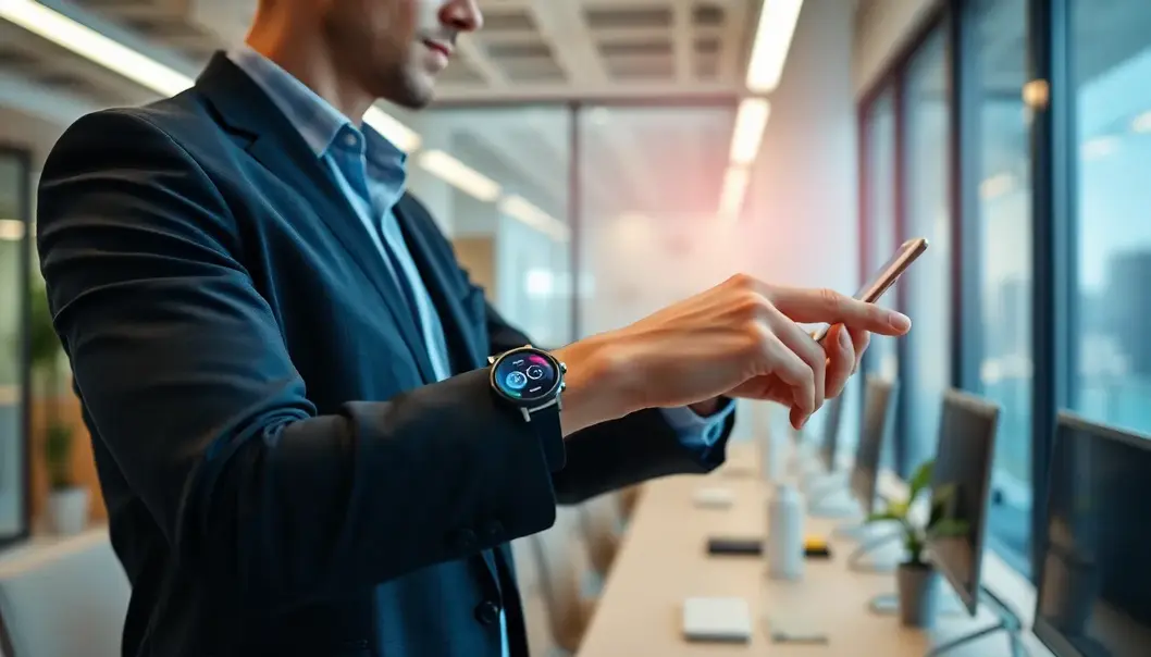 Professionals using smart devices to boost productivity.